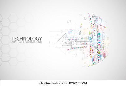 Abstract technology half -  sphere background. Global network concept. Vector