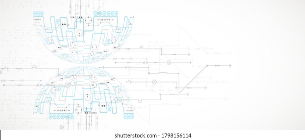 Abstract technology half - sphere background. Global network concept. Vector illustration.