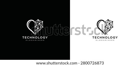 Abstract Technology Heart Logo Concept for Digital Connection and Innovation