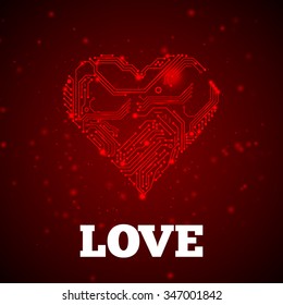 Abstract technology heart. Love symbol. 