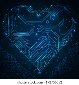 Abstract technology heart. Valentine's Day image.