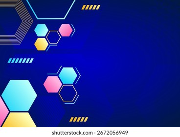 abstract technology hexagon background with colorful