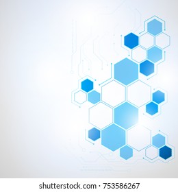 Abstract Technology Hexagon Background, Vector Illustration Futuristic Shape Science Style