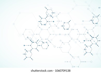 Abstract  technology hexagonal background. Connection structure. Science style.Vector