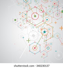 Abstract  technology hexagonal background. Connection structure. Vector
