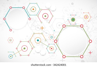 Abstract  technology hexagonal background. Connection structure. Vector