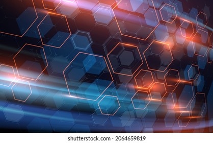 Abstract technology hexagonal background with light effect