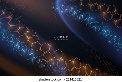 Abstract technology hexagonal elements background with light effect