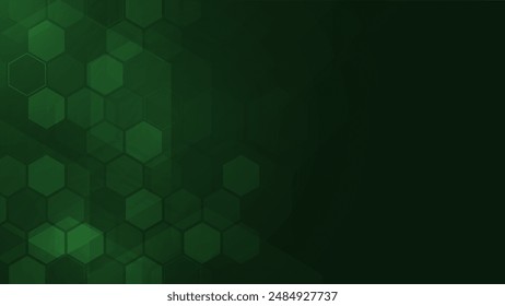 Abstract technology hexagonal modern futuristic green light background.