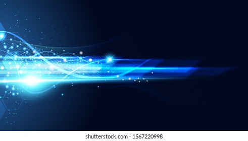 Abstract technology hi tech background concept speed movement motion blur moving fast in the light for template design dark blue .Vector illustration