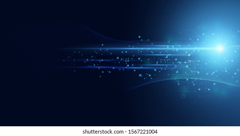 Abstract technology hi tech background concept speed movement motion blur moving fast in the light for template design dark blue .Vector illustration