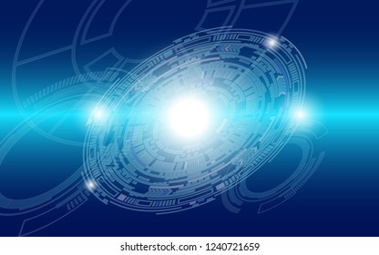 Abstract technology high-tech wallpaper in circle space technology style