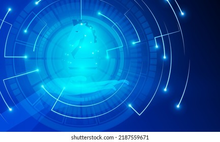 Abstract technology Hitech communication concept of private chess horse in digital world, Business management strategy vector design.