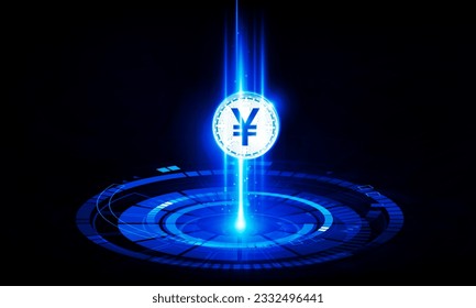 Abstract technology Hitech communication concept of in digital, polygon yuan symbol, vector design. 