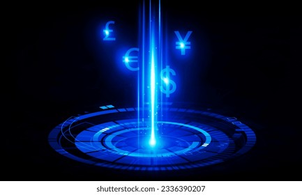 Abstract technology Hitech communication concept of in digital, polygon world currency vector design. 