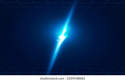 Abstract technology Hitech communication concept of electronic in digital, polygon charged batteries, bolt lighting, power protection, vector design. 