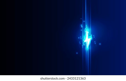 Abstract technology Hitech communication concept of electronic in digital, polygon charged batteries, bolt lighting, power protection, vector design. 