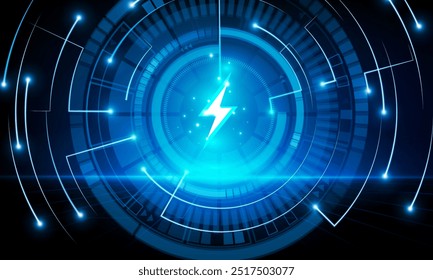 Abstrakte Technologie Hitech Kommunikationskonzept der elektronischen in digitaler, Polygon Bolzen Beleuchtung Vektordesign. 