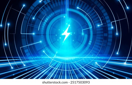 Tecnologia abstrata Hitech conceito de comunicação eletrônica em digital, design vetorial de iluminação de parafuso de polígono. 