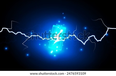 Abstract technology Hitech communication concept of electronic in digital, charged batteries, bolt lighting, hand power protection, vector design. 