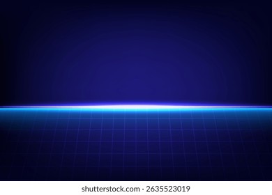 Abstrakte Technologie Horizontale Neon Laser Linien von Licht und Rechteck Gitter, Vektorgrafik
