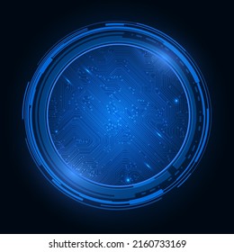 Abstract technology hud circle frame with circuit board digital futuristic lines element concept vector.