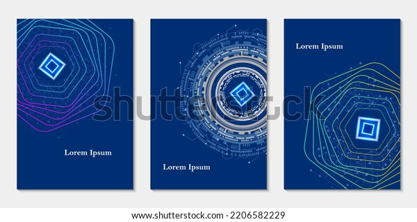 Abstract Technology Icon Futuristic Pattern Set Stock Vector (Royalty ...