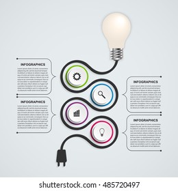 Abstract technology infographics design template. Light bulb. 
