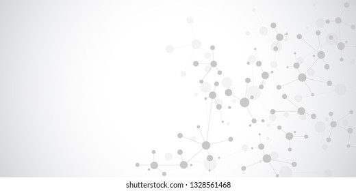 Abstract technology and innovation background with molecular structures and neural network. Molecules DNA and genetic engineering. Technical and scientific concept