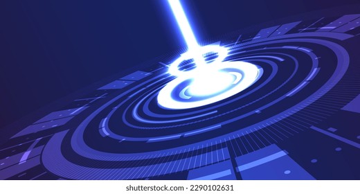 Abstract technology innovation circle with laser beam, sci-fi concept background.