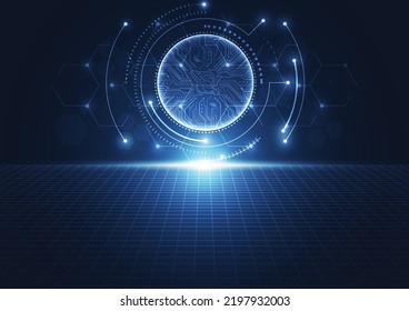 Abstraktes technologisches Innovationskonzept, digitaler blauer Designhintergrund. Vektorgrafik