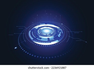 Abstraktes technologisches Innovationskonzept, digitaler blauer Designhintergrund. Vektorgrafik