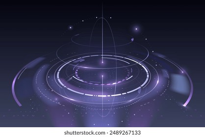 Abstract technology interface in circle lines