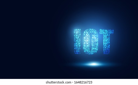 abstract technology Internet Of Things (IOT) concepts digital Computing on dark blue color background.