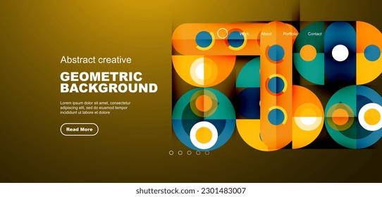Resumen del fondo de la página de inicio de la tecnología con círculos y elementos redondos. Concepto creativo para empresas, tecnología, ciencia o diseño impreso