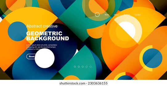Abstract technology landing page background with circles and round elements. Creative concept for business, technology, science or print design