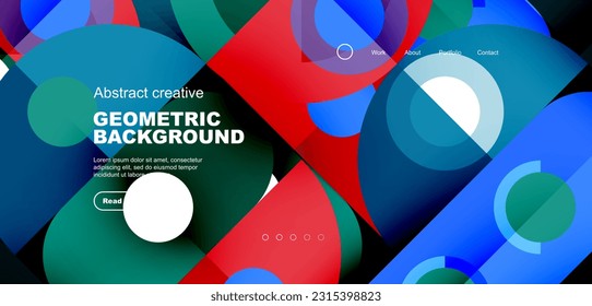 Abstract technology landing page background with circles and round elements. Creative concept for business, technology, science or print design
