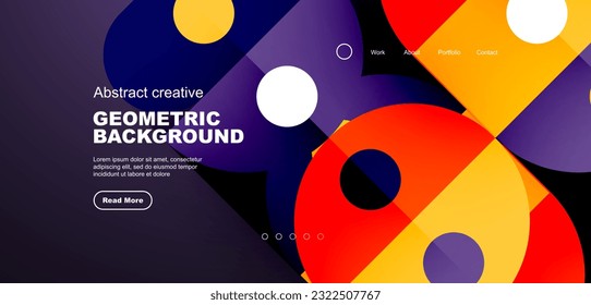 Abstract technology landing page background with circles and round elements. Creative concept for business, technology, science or print design