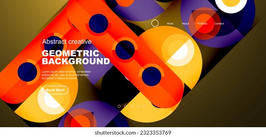 Abstract technology landing page background with circles and round elements. Creative concept for business, technology, science or print design