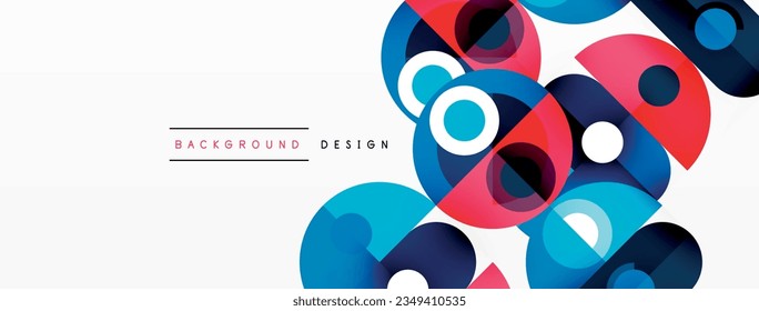 Abstract technology landing page background with circles and round elements. Creative concept for business, technology, science or print design