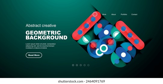 Fondo de la página de aterrizaje de tecnología Abstractas con círculos y Elementos redondos. Concepto creativo para negocios, tecnología, ciencia o diseño de impresión