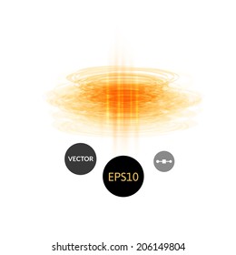 Abstract technology laser pulse shot or plasma bullet, circles energy and geometric digital light, vector background illustration