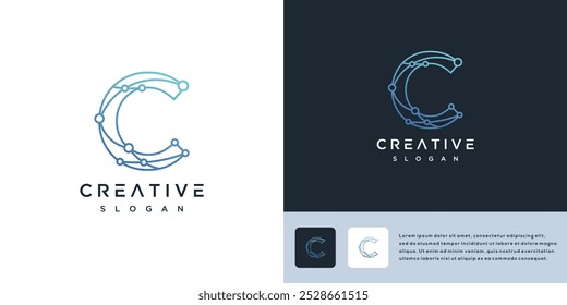 Ilustración vectorial Abstractas del logotipo de la letra C de la tecnología.	
