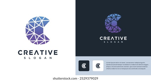 Ilustración vectorial Abstractas del logotipo de la letra C de la tecnología.	
