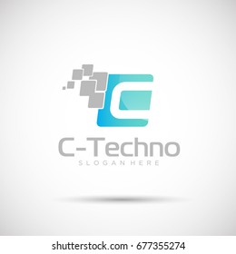 Abstract Technology Letter Logo for Electronic and technology Company