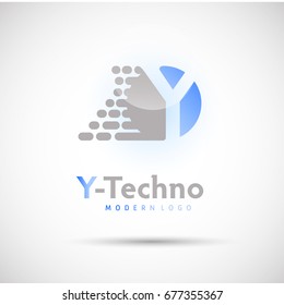 Abstract Technology Letter Logo for Electronic and technology Company