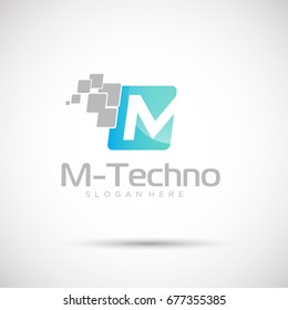 Abstract Technology Letter Logo for Electronic and technology Company