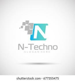 Abstract Technology Letter Logo for Electronic and technology Company