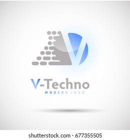 Abstract Technology Letter Logo for Electronic and technology Company