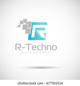 Abstract Technology Letter Logo for Electronic and technology Company